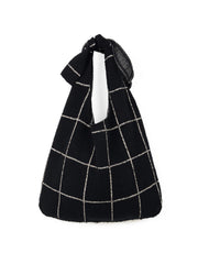 Black Grid Wool Tote
